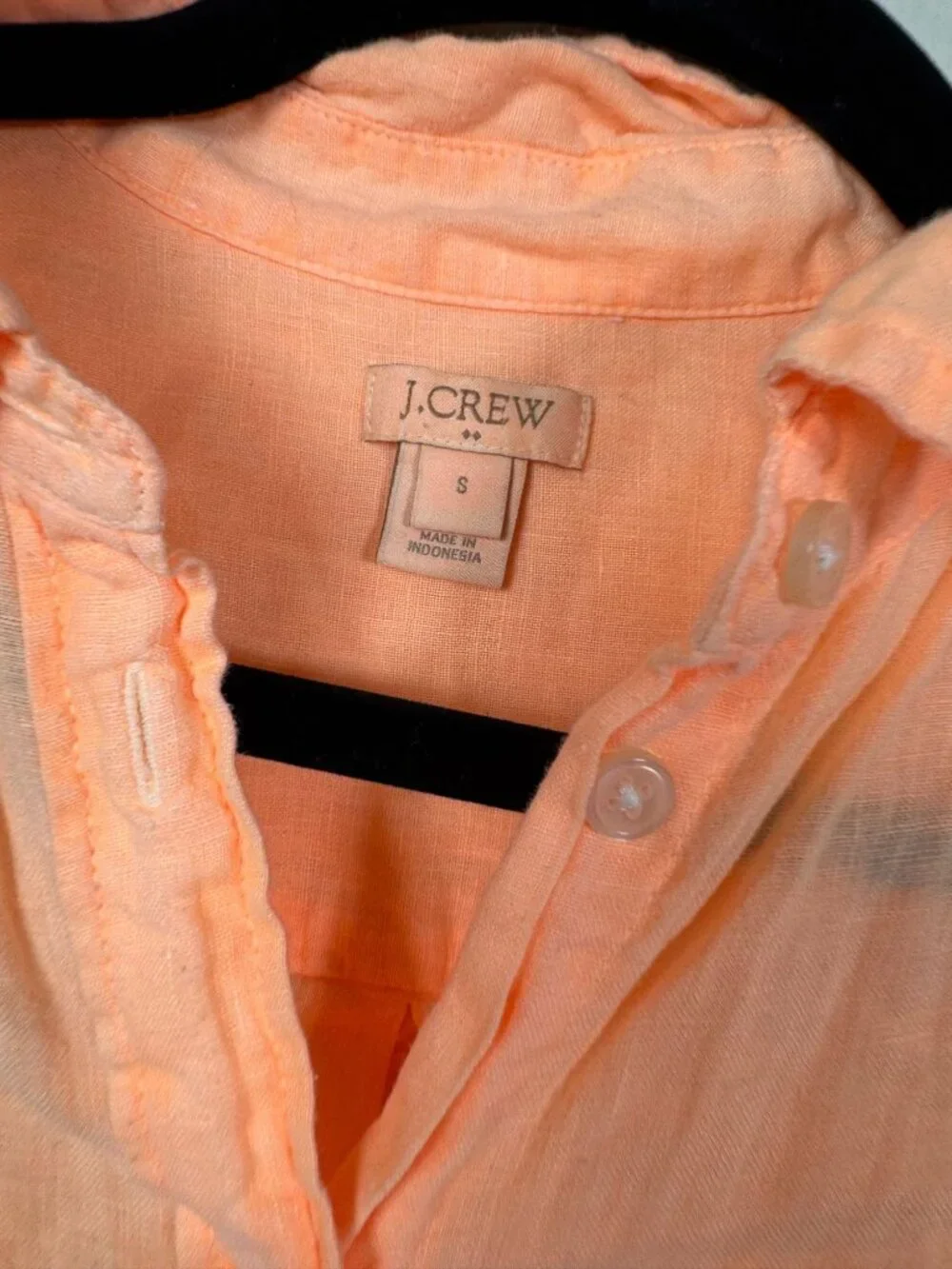 J. Crew Womens Peach Orange 100% Linen Button Up Shirt Size Small Long sleeve